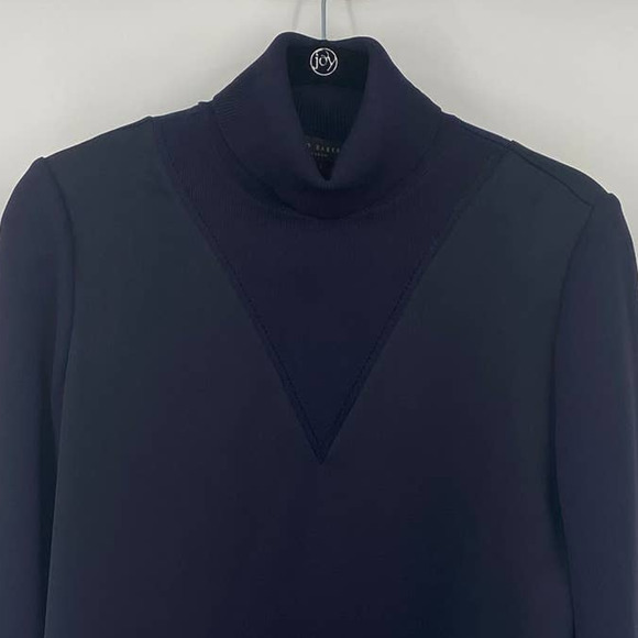 Ted Baker Cindey Sweater Dress Turtleneck Long Sleeve Rib Knit Mini Navy Blue 4 - Picture 4 of 8
